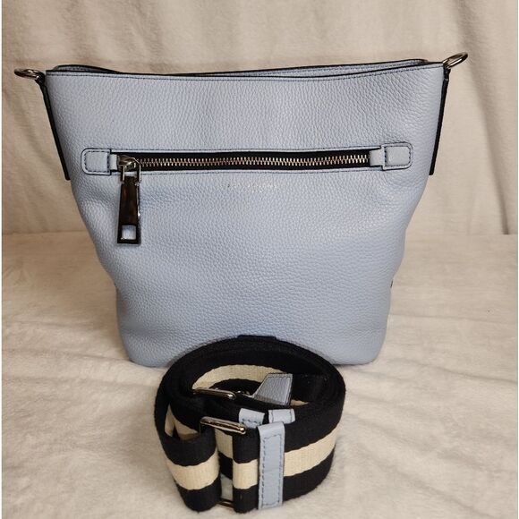 Marc Jacobs Gotham Pebble Leather Adjustable Crossbody Bucket Bag, Sky Blue - Picture 1 of 6